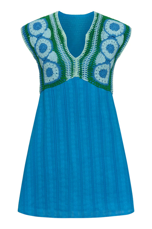 Anna Cate Ally Dress-Cobalt Embroidery