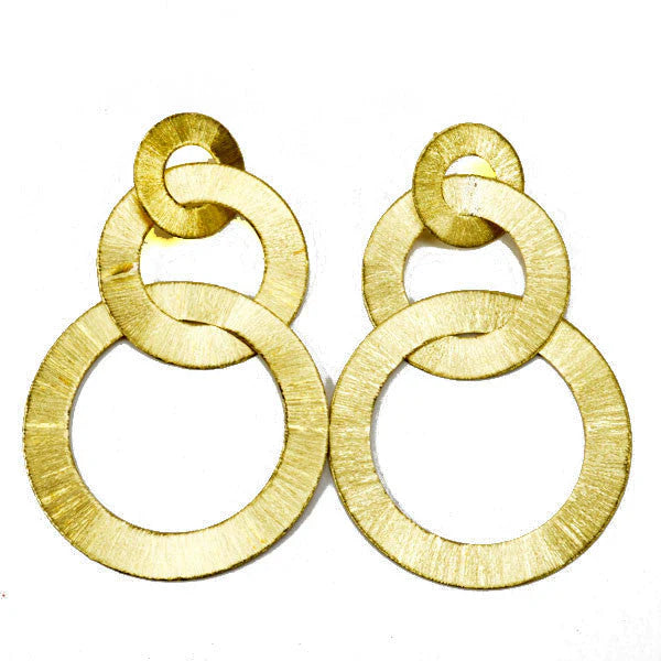 Sheila Fajl Anna Tri Circle Earrings-Brushed Gold