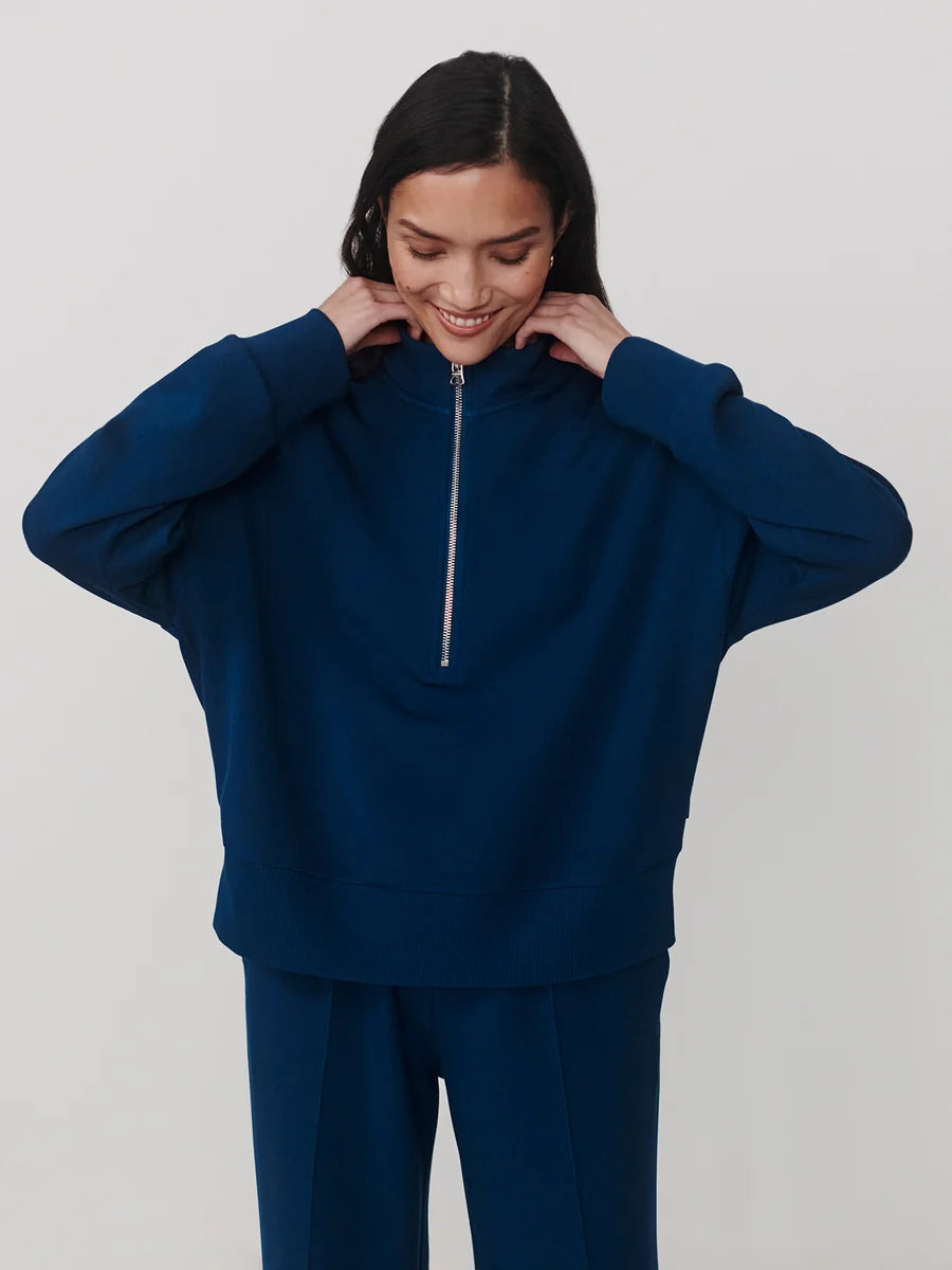 Varley Mavis Mock Neck Sweat- Sea Blue
