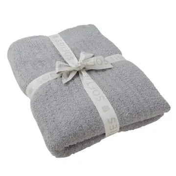 Softies Solid Rib Marshmallow Blanket-Grey