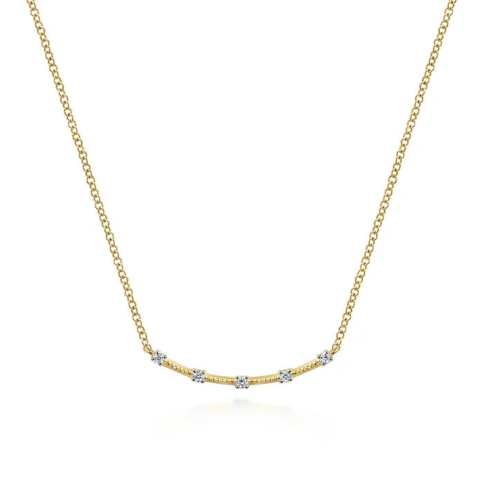 Gabriel 14K Yellow Gold Diamond Stations Bar Necklace