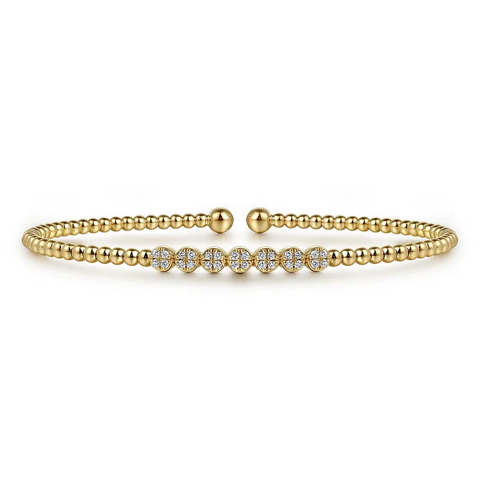 Gabriel 14K Yellow Gold Bujukan Bead and Cluster Diamond Bangle