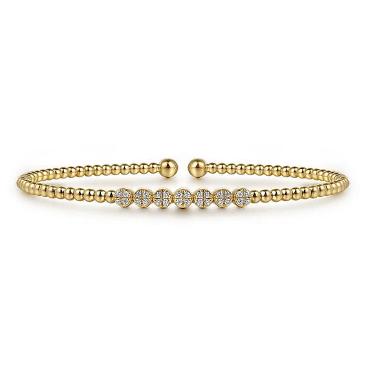 Gabriel 14K Yellow Gold Bujukan Bead and Cluster Diamond Bangle