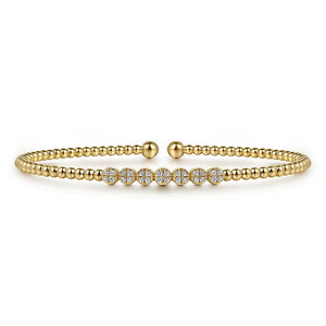 Gabriel 14K Yellow Gold Bujukan Bead and Cluster Diamond Bangle