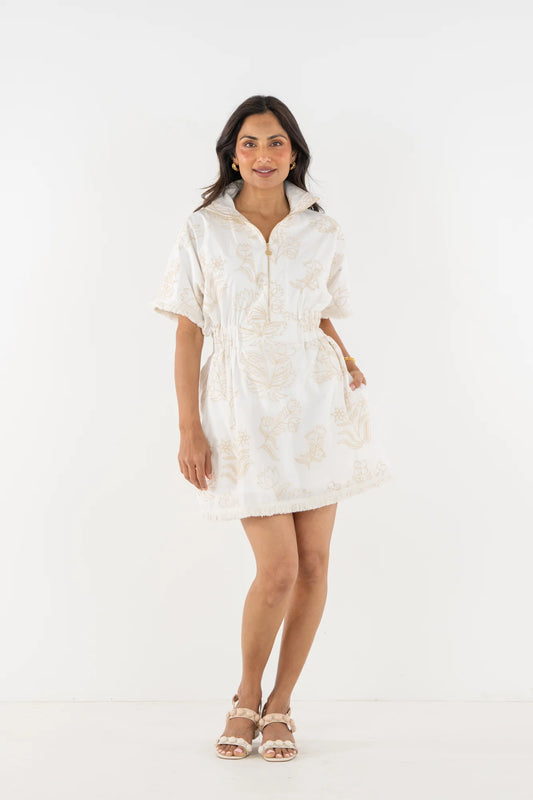 Emily McCarthy Pullover Dress-Blanc Petals
