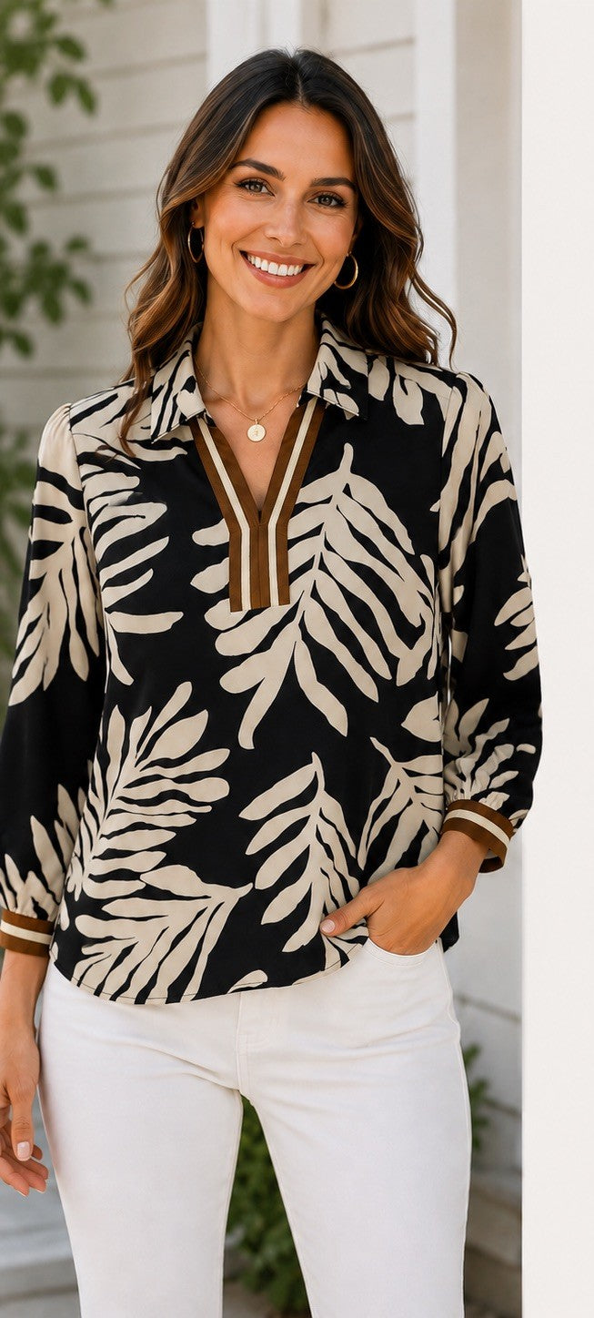 Jodifl Print Shirt-Black/Cream