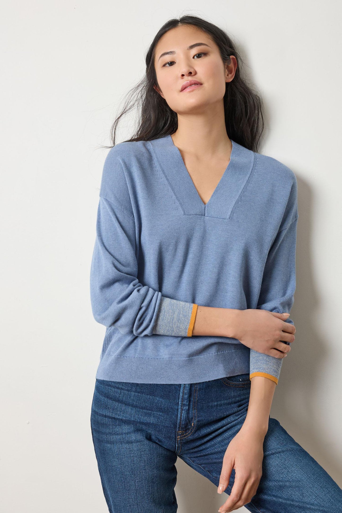 Lilla P V-Neck Pullover Sweater-Bluebell