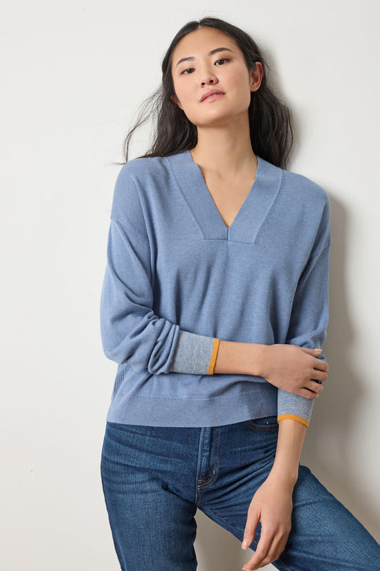 Lilla P V-Neck Pullover Sweater-Bluebell
