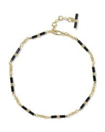 Kendra Scott Bree Beaded Link & Chain Necklace-Gold/Black Agate