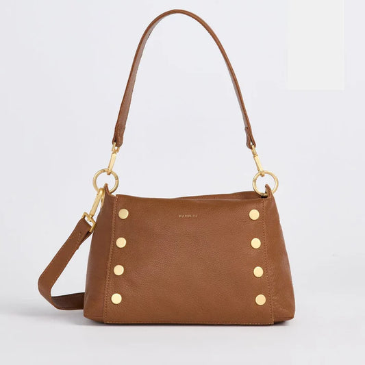 Hammitt Bryant Medium Mahogany Pebble/Brushed Gold Red Zip