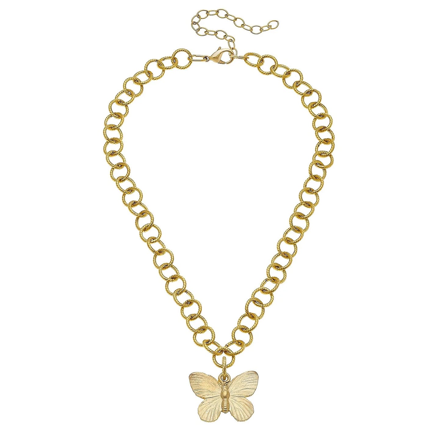 Susan Shaw Butterfly Pendant Chain Necklace-Gold