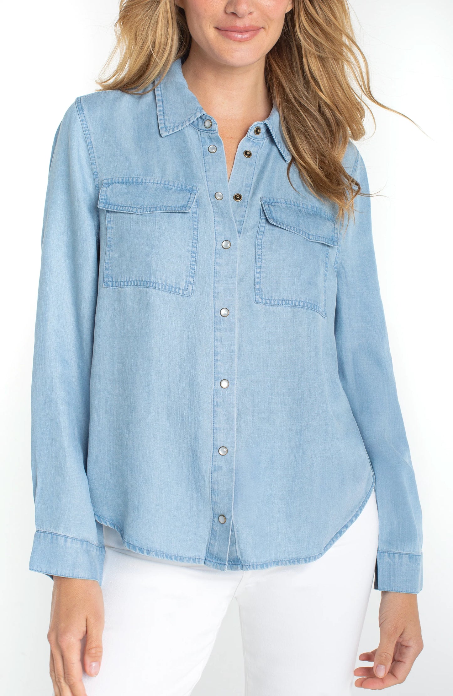 Liverpool Button Down Shirt With Pockets-Malibu Blue