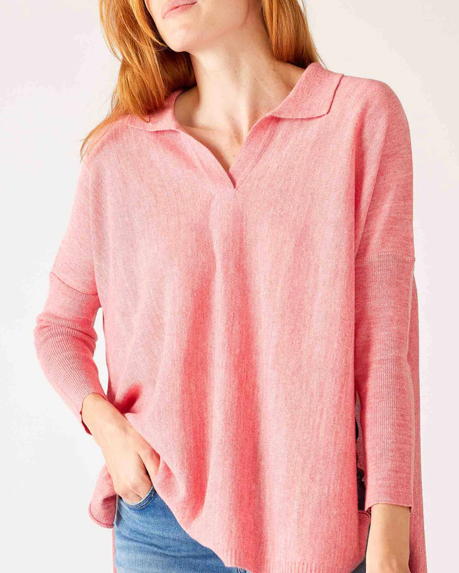 Catalina Polo Sweater in Sea Pink