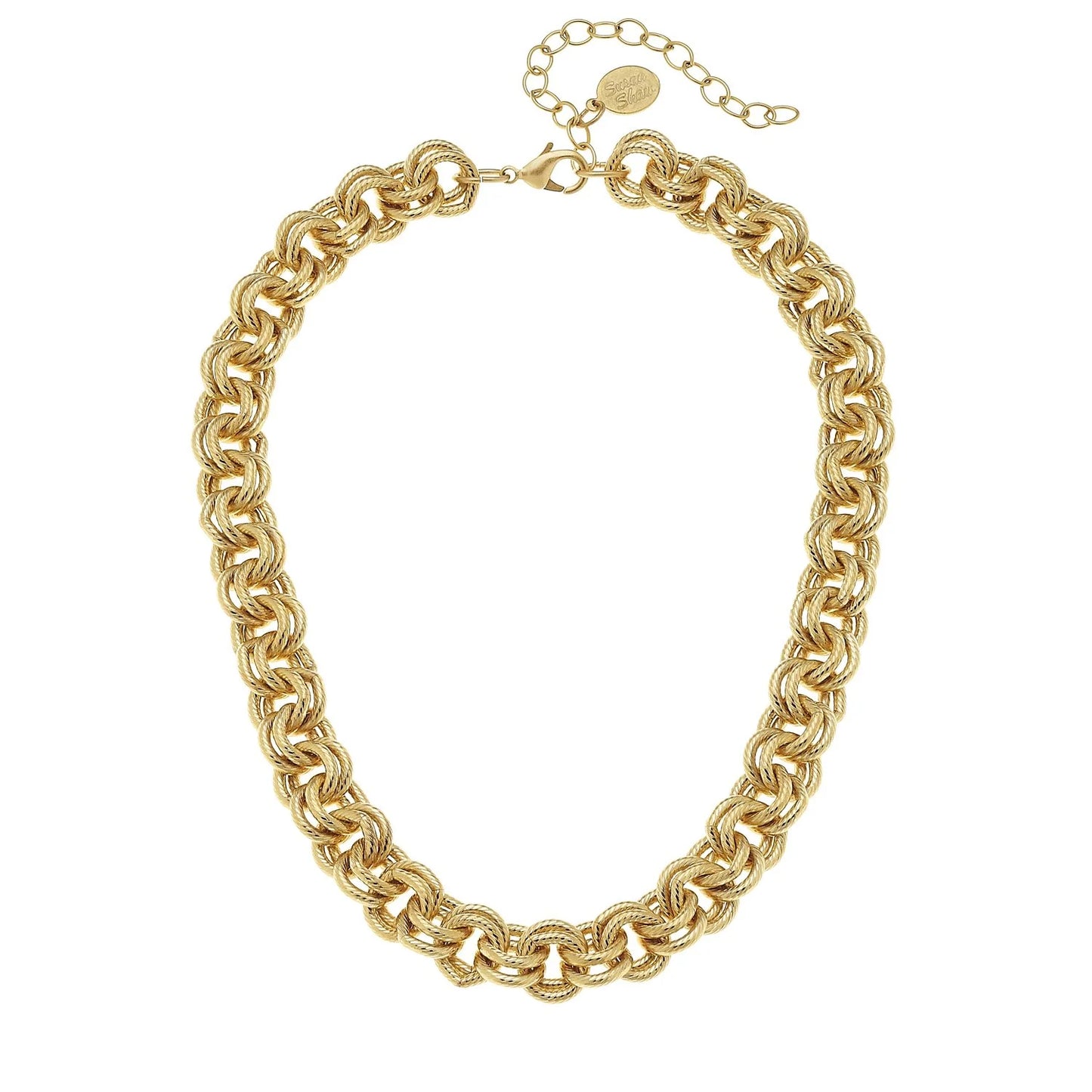 Susan Shaw Double Link Chain Necklace-Gold