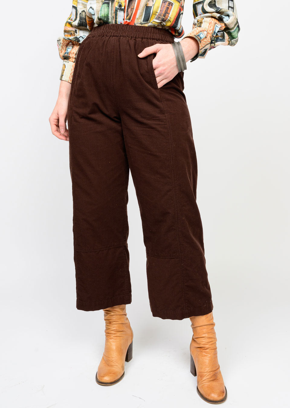 Ivy Jane Pull On Barrel Pants-Chocolate
