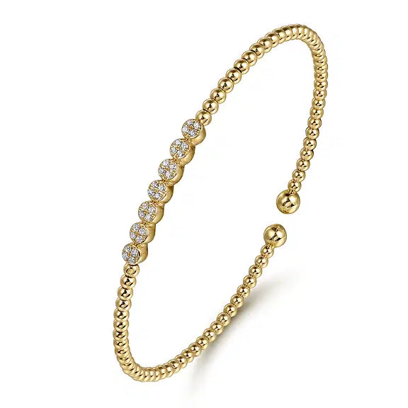 Gabriel 14K Yellow Gold Bujukan Bead and Cluster Diamond Bangle