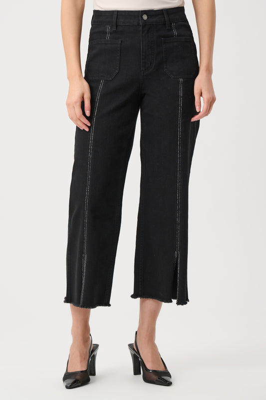 Joseph Ribkoff Claudia Jeans With Embellished Front Seam-Black