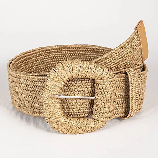 Accity Retro Elastic Belt with Braided Buckle -Coffee