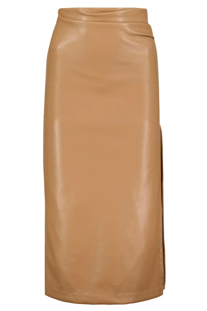 Bishop & Young Colette Vegan Leather Midi Skirt Camel