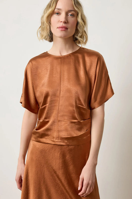 Lilla P Satin Dolman Sleeve Shirt-Copper