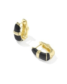 Kendra Scott Courtney Enamel Huggie Earrings-Gold/Black Enamel