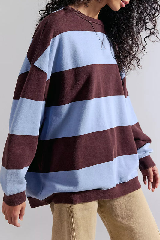 Free People Classic Striped Crew-Periwinkle Combo