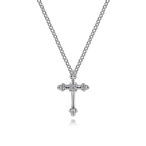 Sterling Silver and Diamond Cross Pendant Necklace