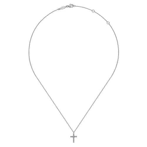 Gabriel Sterling Silver and Diamond Cross Pendant Necklace