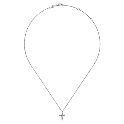 Gabriel Sterling Silver and Diamond Cross Pendant Necklace