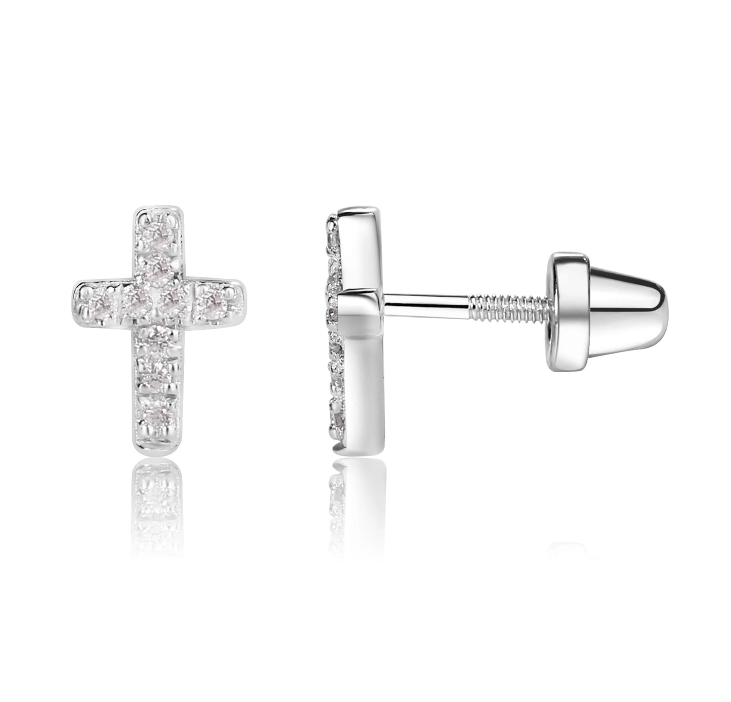 Cherished Moments Sterling Silver Cross CZ Earrings