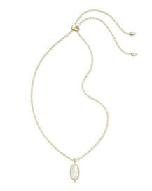 Kendra Scott Dani Stepped Frame Long Pendant Necklace-Gold/Ivory Mother of Pearl