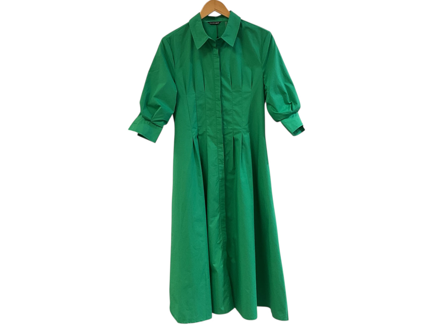 Dolce Cabo Poplin 3/4 Sleeve Dress-Green