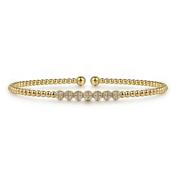 Gabriel 14K Yellow Gold Bujukan Bead and Cluster Diamond Bangle