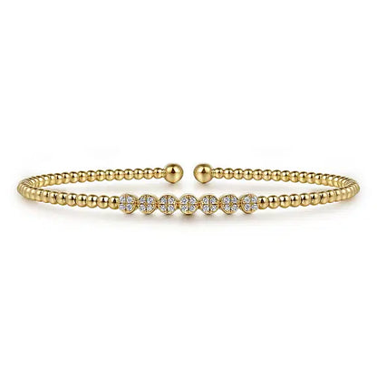 Gabriel 14K Yellow Gold Bujukan Bead and Cluster Diamond Bangle