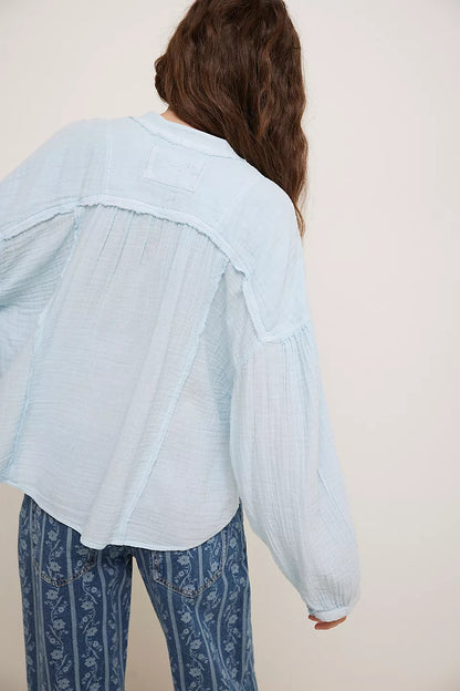 Free People Valley Double Cloth Shirt-Ice Water