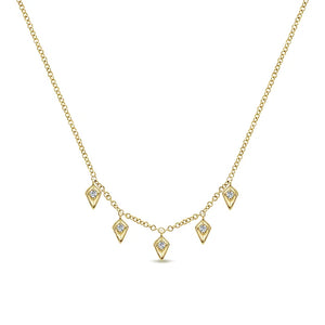 Gabriel 14K Yellow Gold Kite Shaped Drops Station Necklace with Diamonds