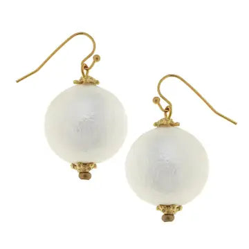 Susan Shaw Cotton Pearl Drop Earrings