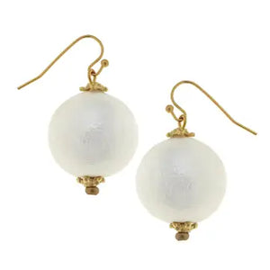 Susan Shaw Cotton Pearl Drop Earrings