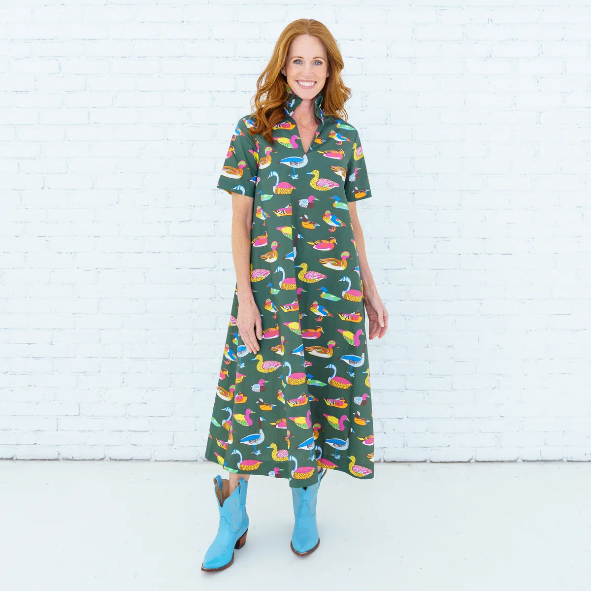 Caryn Lawn Georgia Duck Dress-Olive