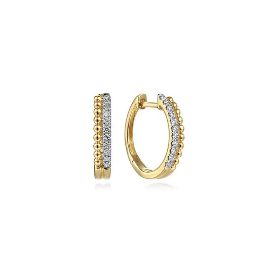 Gabriel 14kt Yellow Gold Bujukan Pave 10mm Diamond Huggie Earrings