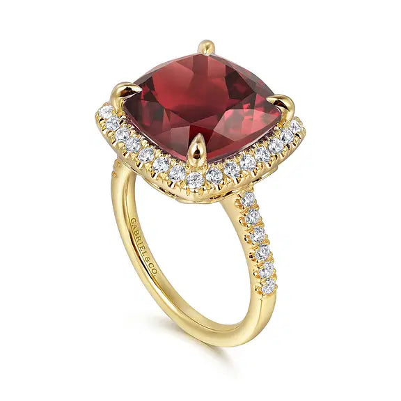 Gabriel 14kt Yellow Gold, Diamond and Garnet Ring