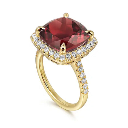 Gabriel 14kt Yellow Gold, Diamond and Garnet Ring