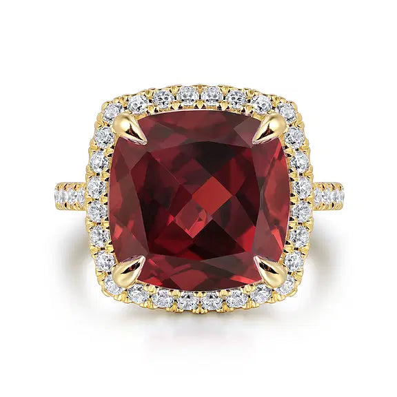 Gabriel 14kt Yellow Gold, Diamond and Garnet Ring