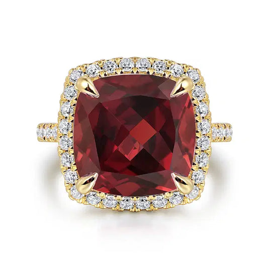 Gabriel 14kt Yellow Gold, Diamond and Garnet Ring