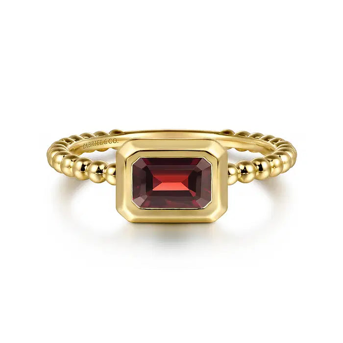 Gabriel 14kt Yellow Gold Bujukan Stackable Ring-Garnet