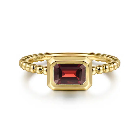 Gabriel 14kt Yellow Gold Bujukan Stackable Ring-Garnet