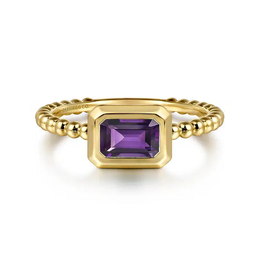 Gabriel 14kt Yellow Plain Gold Bujukan Stackable Ring-Amethyst