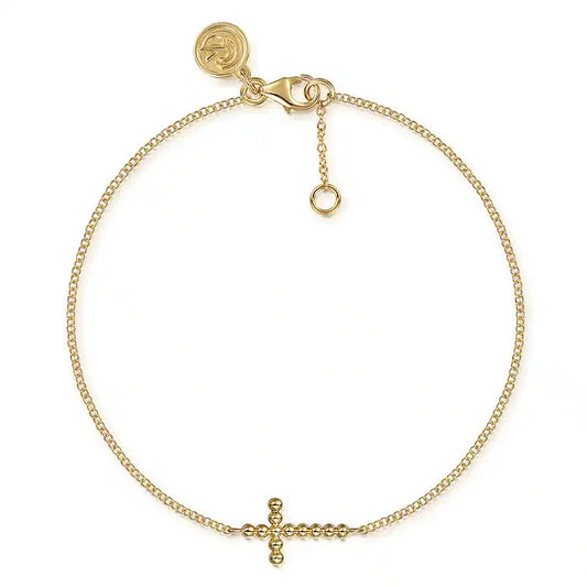 Gabriel 14kt Yellow Gold Bujukan Plain Cross Bracelet