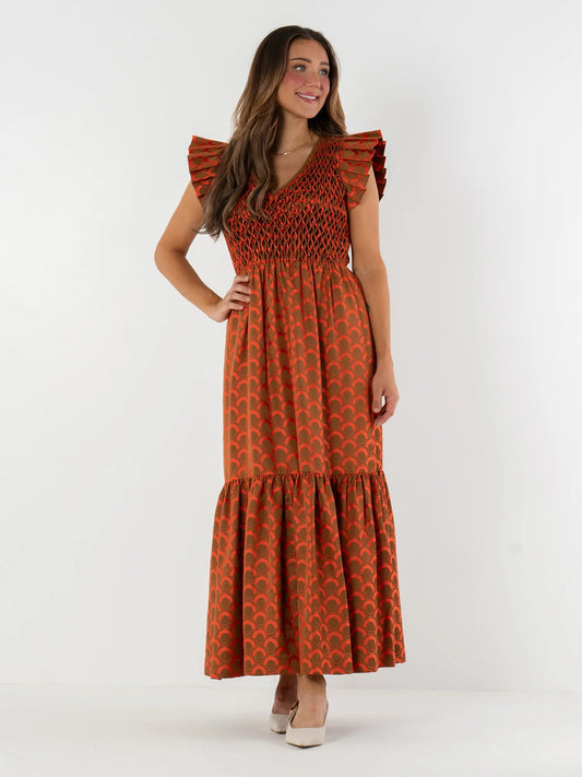 Emily McCarthy Grace Maxi Dress -Tangerine Mod