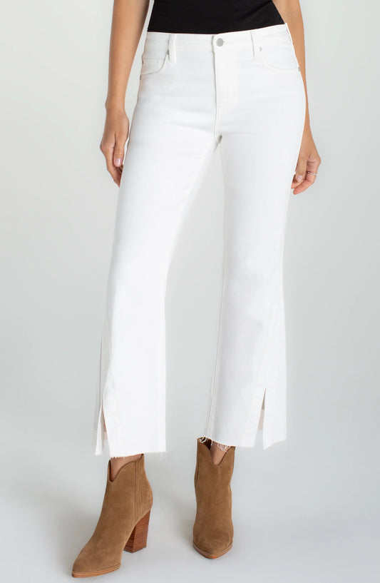 Liverpool Hannah Crop Flare With Twisted Seam-Bright White
